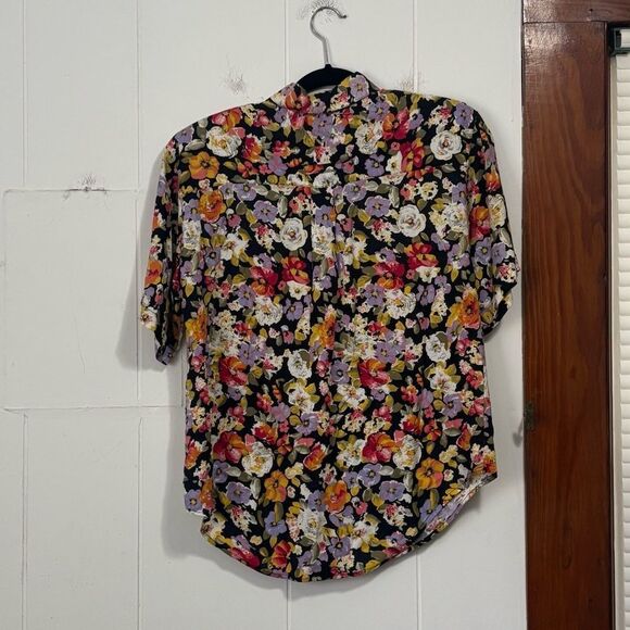Vintage Just Class Floral Button Down Women’s Shirt Shoulder Pads Size Small - Picture 4 of 4